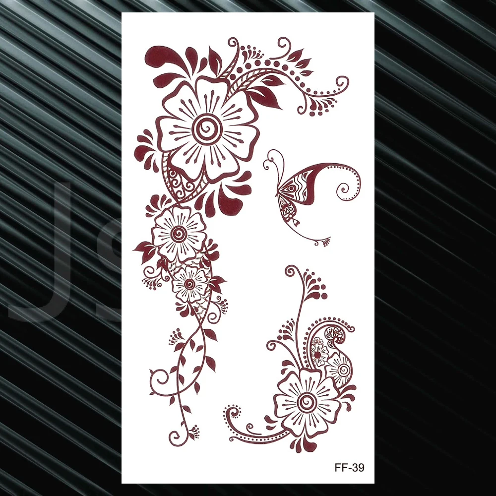 Black Lace Temporary Tattoos For Women Girls Geometric Mandala Henna Flowers Tattoo Pendants Moon Mehndi Waterproof Tatoos Hand | Красота и
