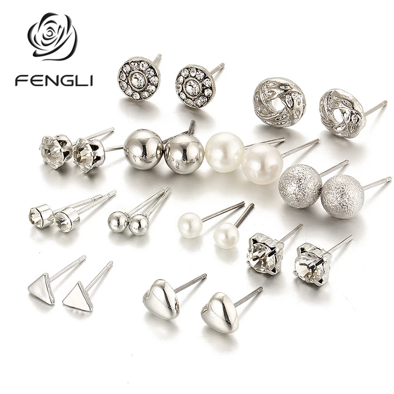 FENGLI циркон серьги в виде сердца комплект винтажном стиле С украшением кристаллов