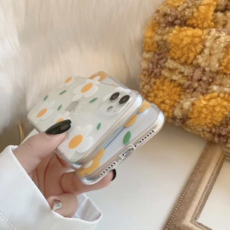 

Transparent flower phone case is suitable for iPhone11 12Pro Max mini X XS XR XSMax 8 7 PluS anti-drop protective back shell