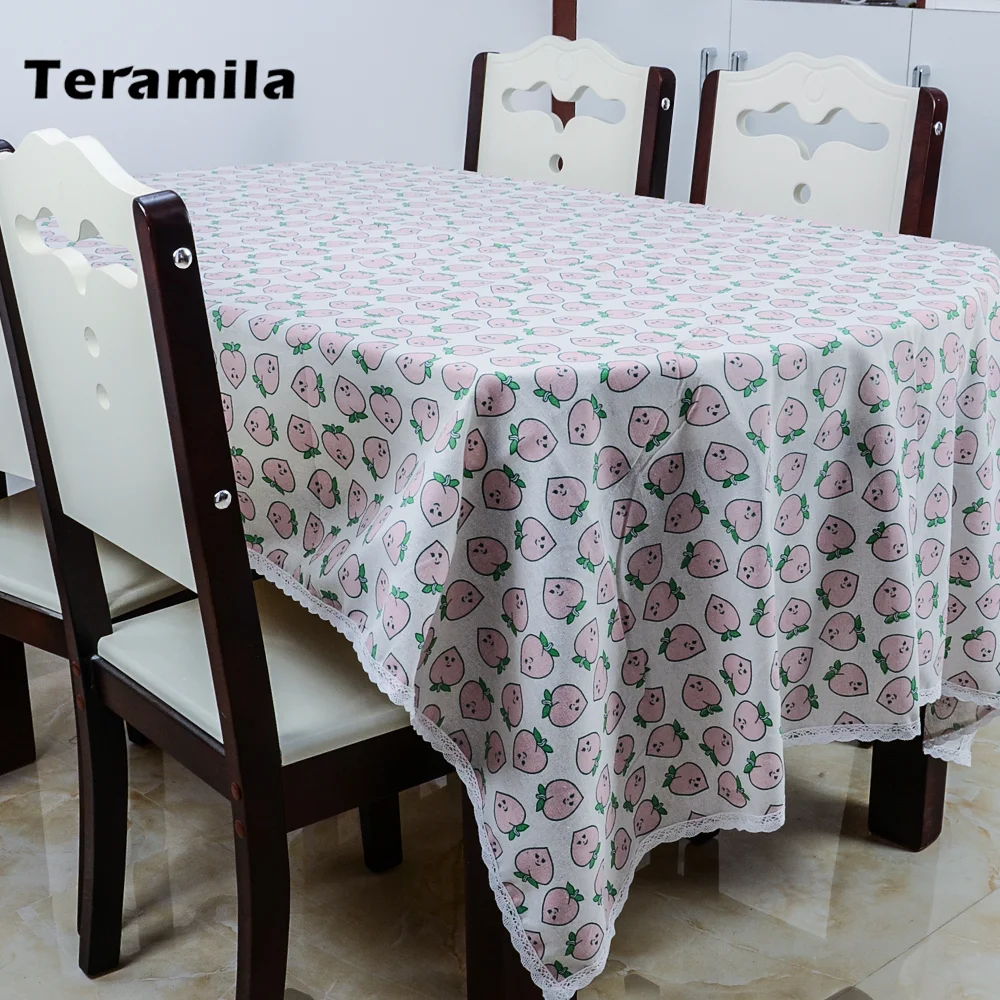 Teramila скатерть для Стола клубника персиковый дизайн с кружевом толстый