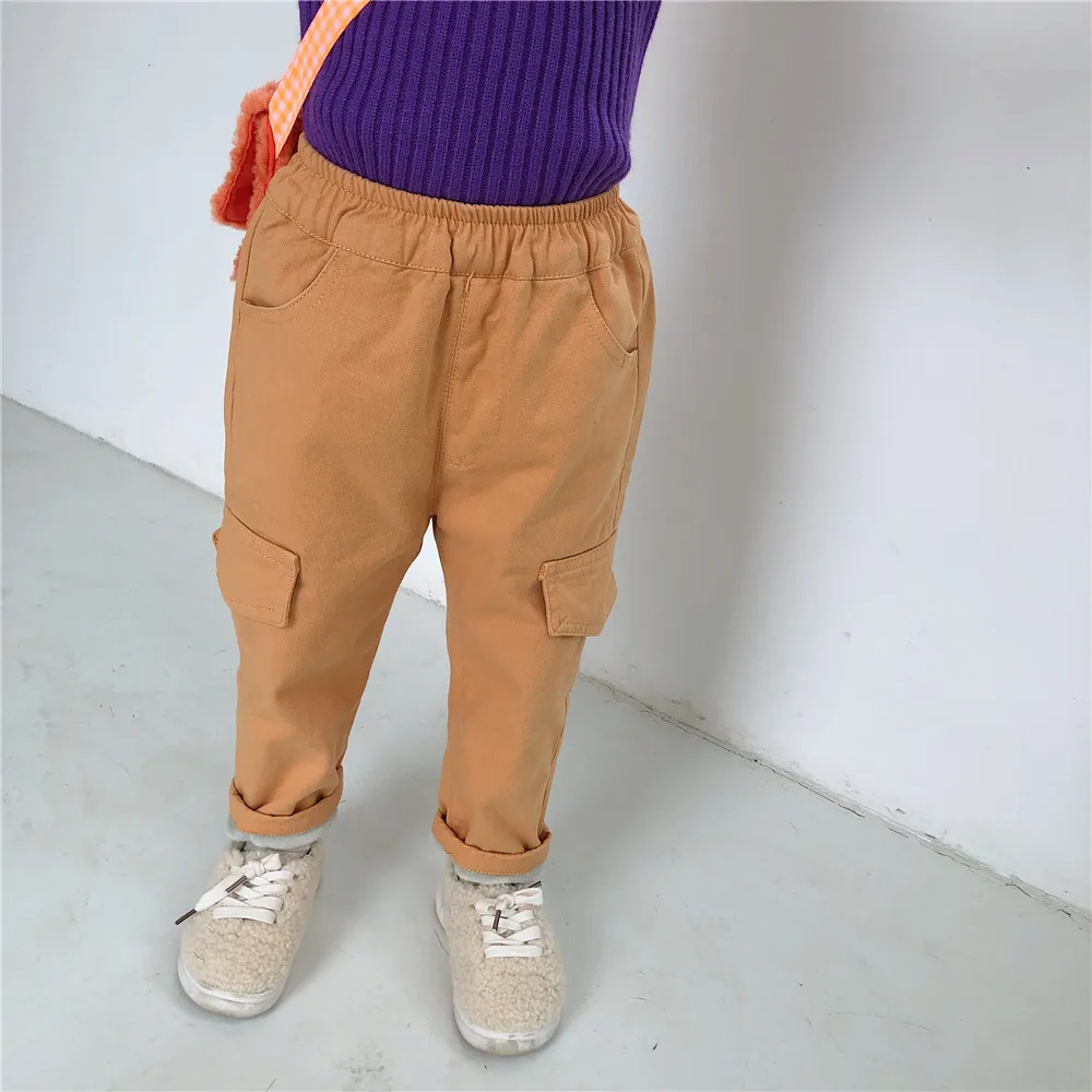 Зима 2019 для мальчиков и девочек яркие цвета из мягкого флиса брюки карго детей