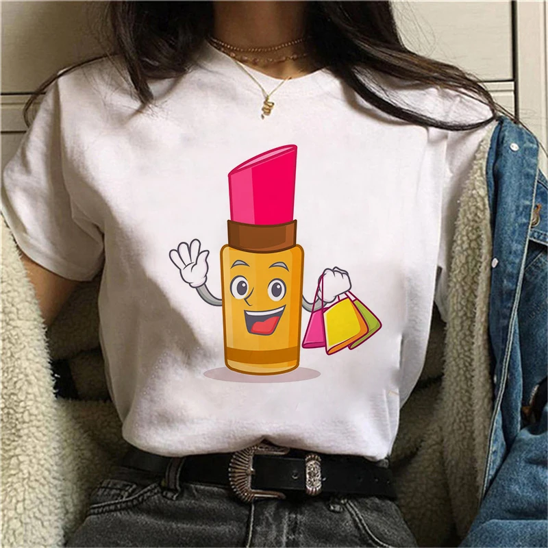 

Cartoon Lipstick summer Printed Female Tshirt Summer Fashion Tshirt 90s Short Sleeve Graphic Tees women Funny Harajuku T-shirt