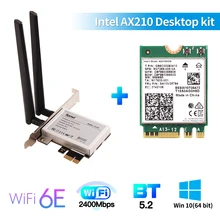 Настольный Wi Fi 6 Intel AX210 PCIe WiFi адаптер Bluetooth 5 2 2400 Мбит/с 802.11ax AX210NGW MU