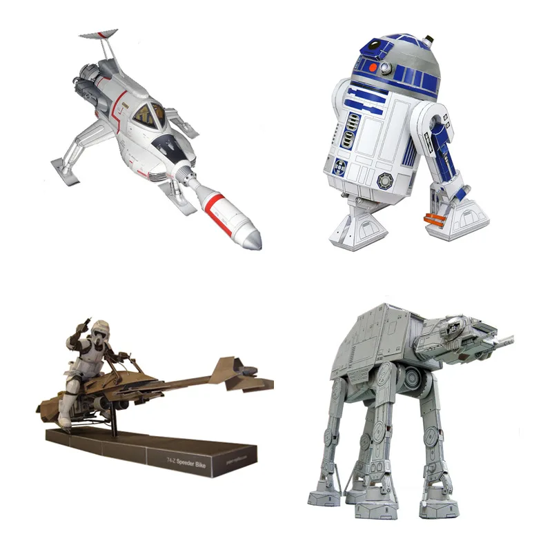 

Papercraft R2-D2 74-Z Imperial Walker AT-AT 3D Paper Model Miniatures DIY Handmade Decoration Crafts for Home Decor Living Room