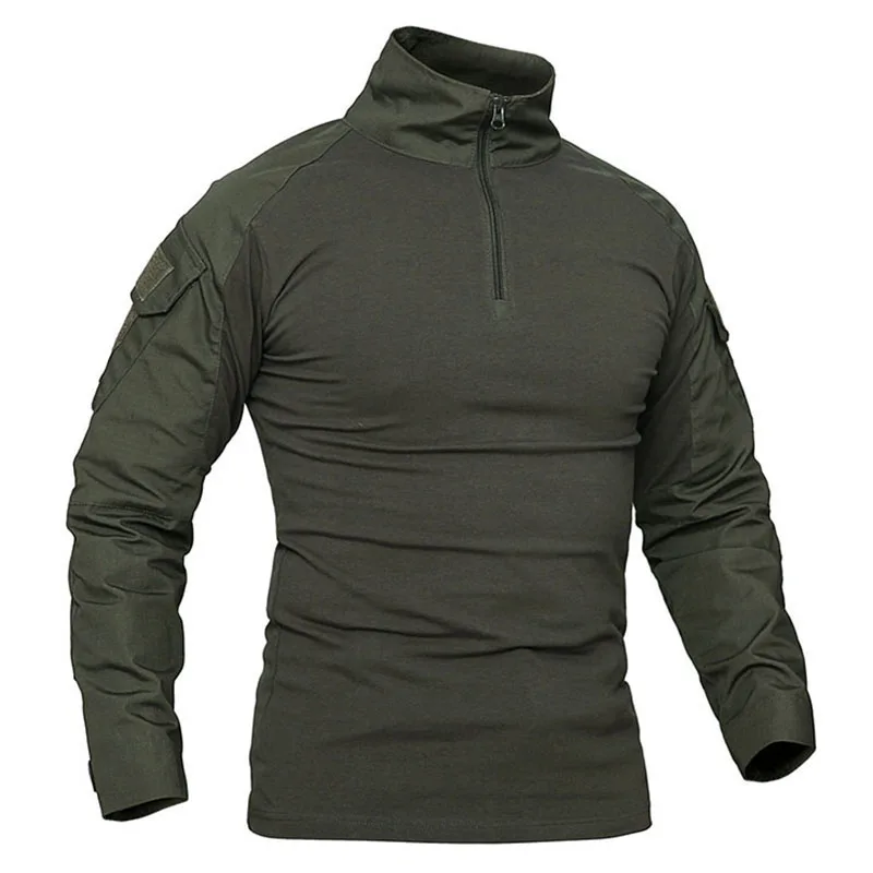 Green JLETOLI армейская походная рубашка для кемпинга, Мужская армейская тактическая рубашка, военная камуфляжная футболка с длинным рукавом размера плюс - Цвет: Green