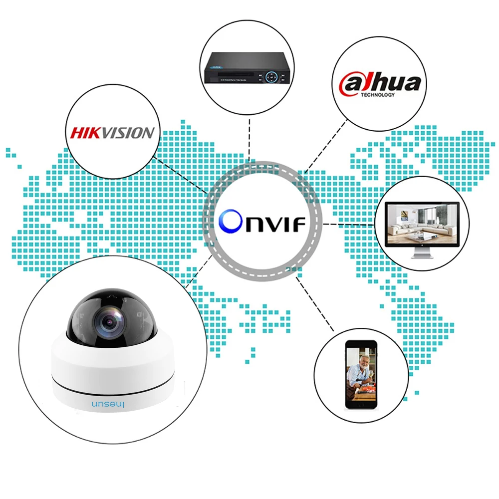 Inesun 2MP 1080P PoE IP домашняя камера безопасности IK10 Антивандальная IP66 Водонепроницаемая 4X оптическая зум PTZ купольная камера для улицы и дома