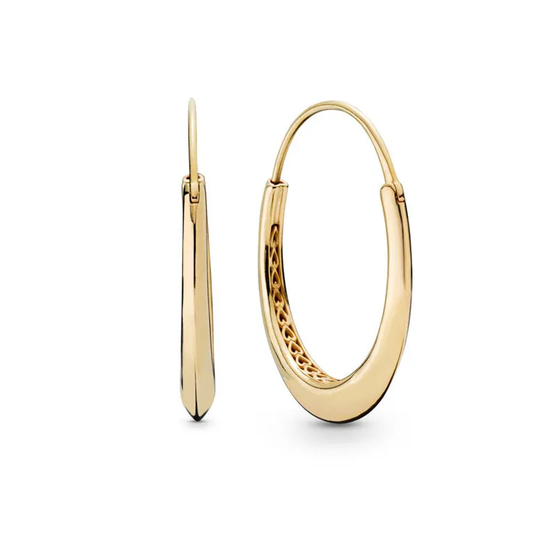 

2019 New Exotic Hoop Earrings for Women Golden Shine Jewelry Sterling Silver 925 Big Circle Women Earrings Jewelry Female Gifts