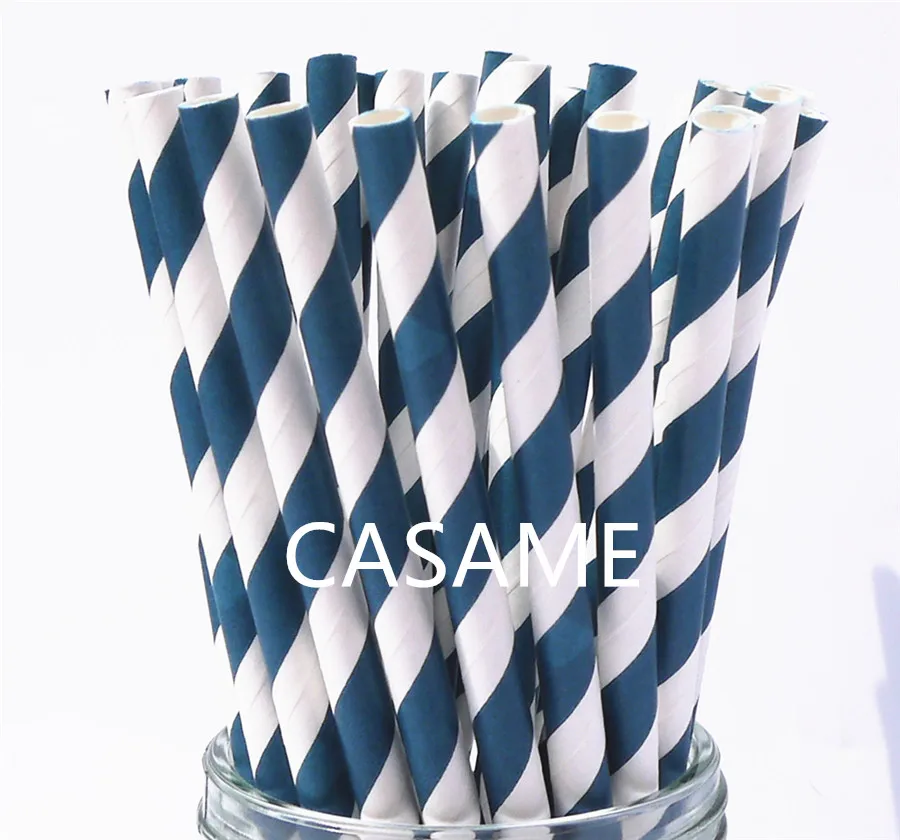 navy stripes 1000 шт Хэллоуин цвета шеврон Полосатый горошек Питьевая Рождественская бумажная соломинка оптом красочные бумажные соломинки - Цвет: navy stripes