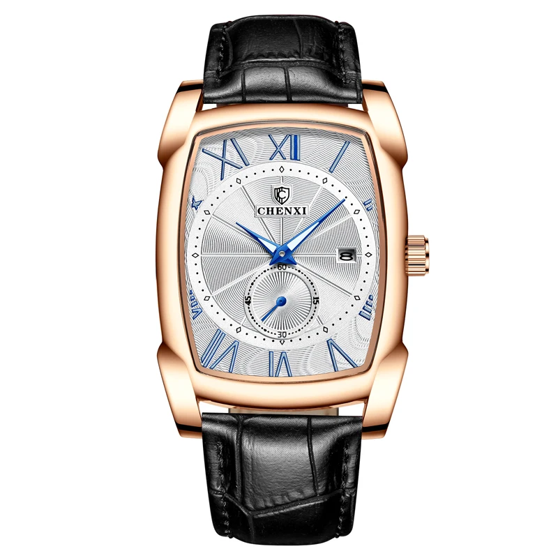 

Mens Watches Top Brand Luxury 2021 CHENXI Tonneau Large Dial Business Watch For Men Fashion Wristwatch Leather Relogio Masculino