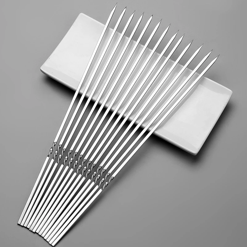 10 шт. спиральные противоскользящие плоские шашлыки для барбекю из нержавеющей