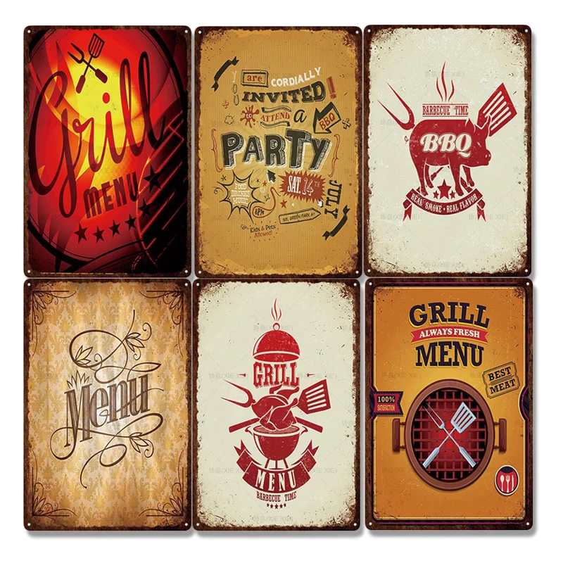 

Fresh BBQ Plaque Metal Vintage Tin Sign Pin Up Shabby Chic Decor Metal Signs Vintage Bar Decoration Metal Poster Pub Metal Plate