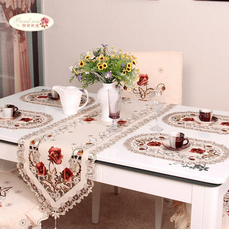 Гордая Роза 4 шт вышитый стола изоляционный коврик напитков подставки коробка
