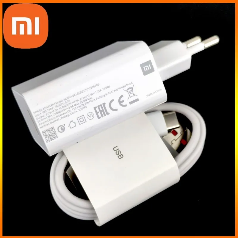 

XiaoMi Poco F3 Fast Charger 33W Original QC4.0 EU Turbo Charge Adapter Usb C Cable For MI POCO X3 Pro X4 M4 Redmi Note 9 10 Pro