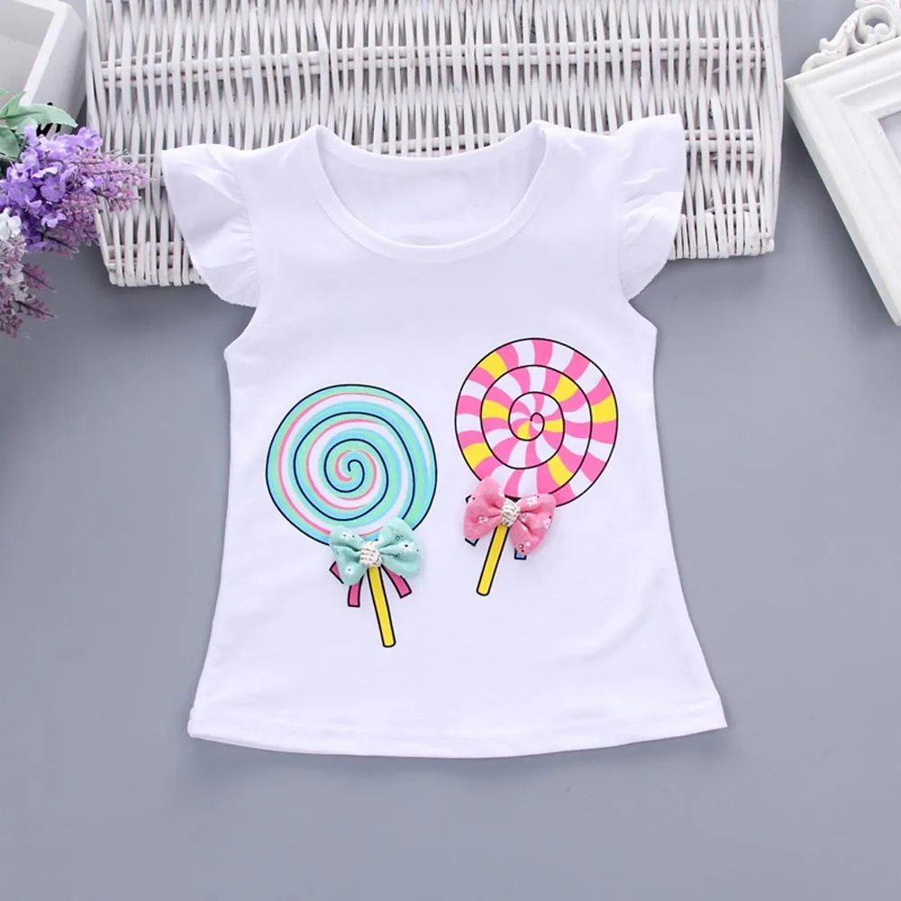 

Summer New Style 2pcs Toddler Kids Baby Girls Outfits Lolly T-shirt Tops+short Pants Clothes Set Vogue Baby Clothes Ropa Bebe