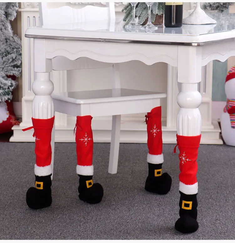 Красный Рождественский Чехол для стула с ножками стола украшение на Рождество