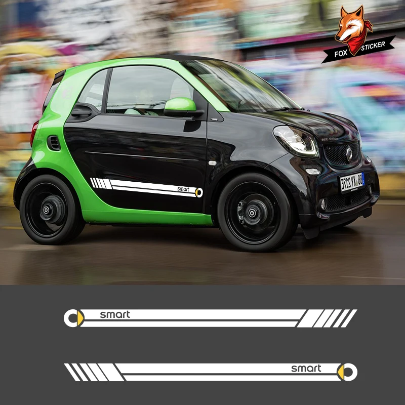 

2 PCS Auto Graphics Vehicle Decals Car Styling Side Skirt Stripes Sticker for Smart Forease Fortwo Forfour Fourjoy Forspeed