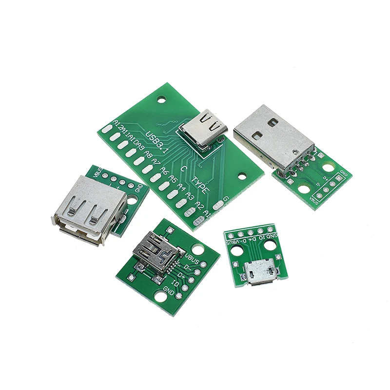 AEAK 5 шт. USB Мужской разъем/Мини MICRO USB для DIP адаптер гнездовой разъем 2,54 Разъем b type-C USB2.0 3,0 PCB конвертер