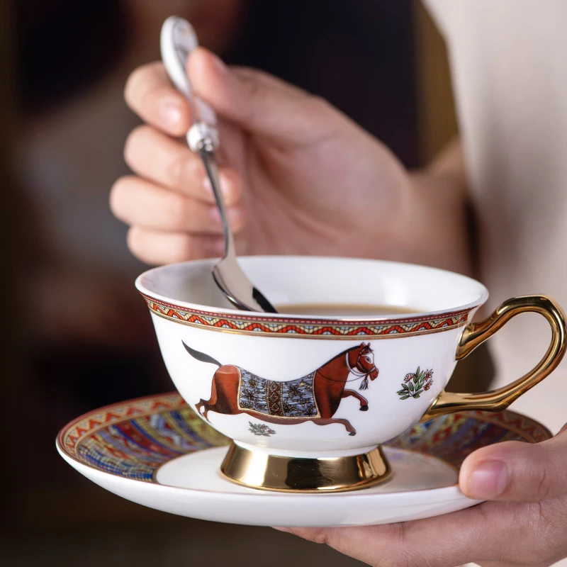 Coffee Mug Creative Classic Cup and Saucer Set Successful Horse Export Luxury Bone China Set Coffe Cup