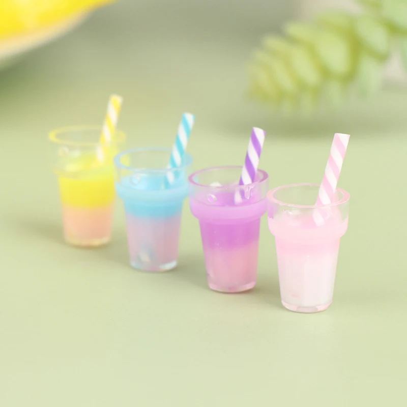 

10Pcs Kitchen Toy Dollhouse Mini Drink Cup Milk Tea Juice Drink Cup Doll