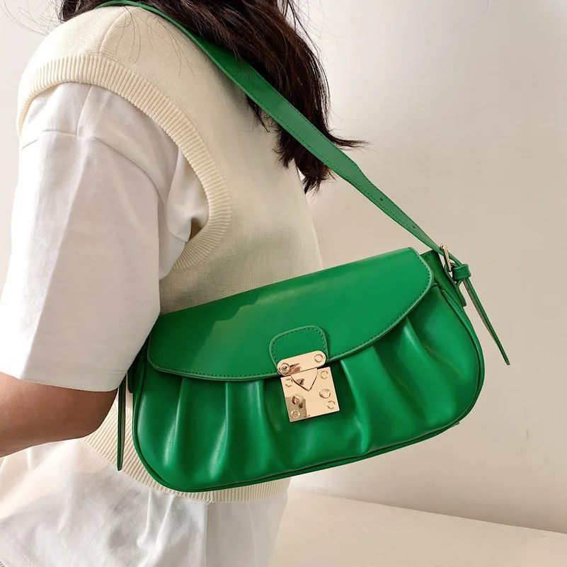 

Spring and Summer 2021 New Trendy Fashion High-end Western Style One-shoulder Armpit Bag Fold Handbag Popular Small Bag Female