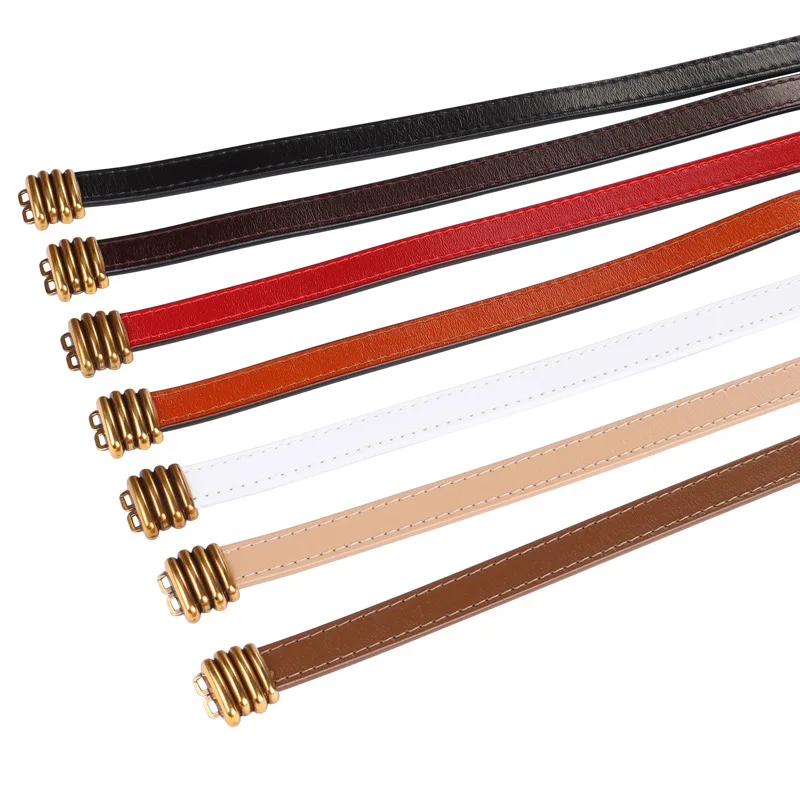 8223 Fashion Split Leather Belts for Women Waist Belt Ladies Decorative Thin Belts Cowhide Belt All-match Black Belt