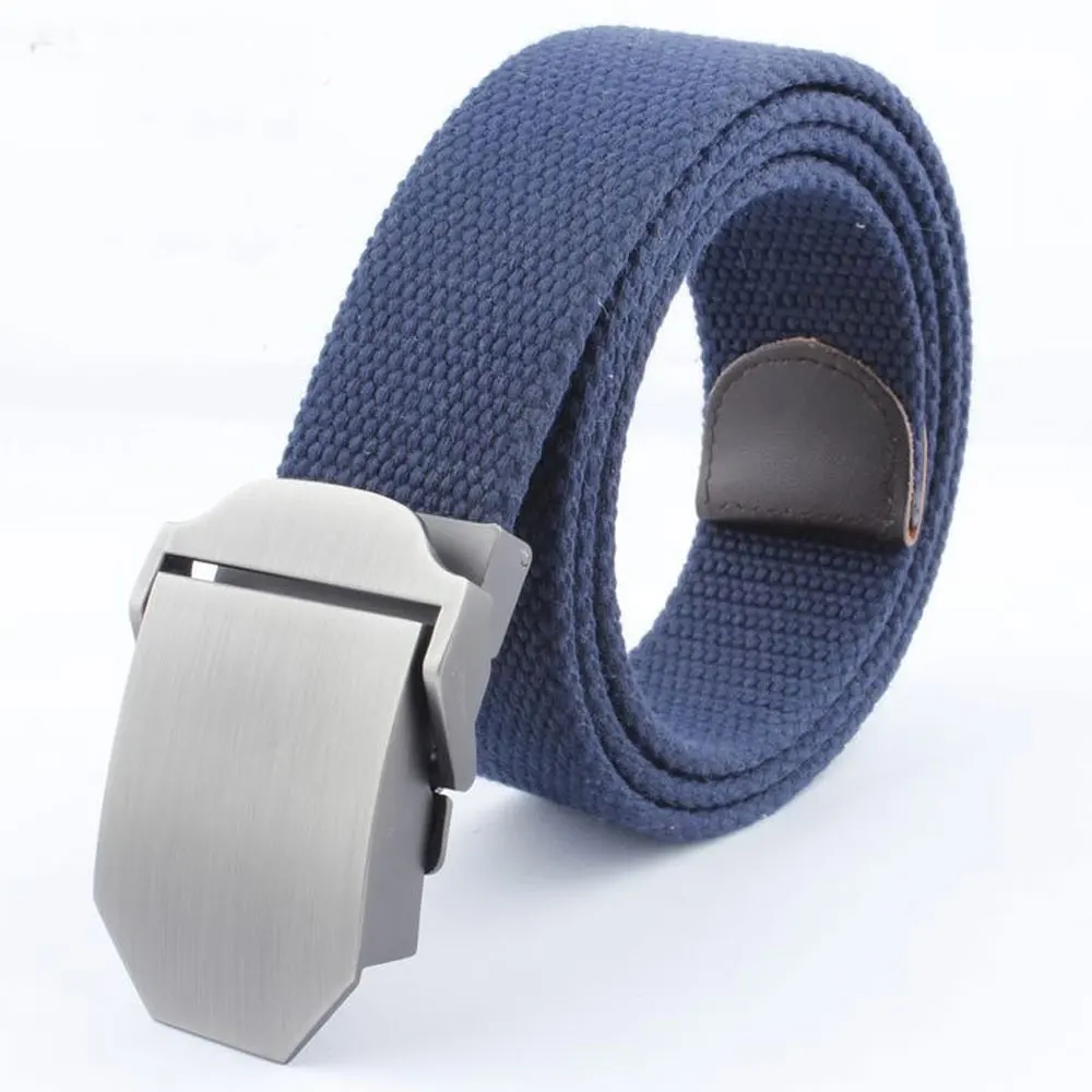 Navy Plain-buckle Популярные ремни 110 см 140 см военный холщовый ремень для мужчин и женщин ремни с пряжкой США роскошный спортивный джинсовый ремень на каждый день Cintos - Цвет: Navy Plain-buckle
