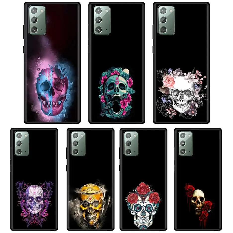 

Glossy Skull Call Phone Case For Samsung Galaxy A51 A71 A21s A11 A31 A41 A91 A12 A32 A42 A52 A22 5G A02s A01 Soft Capa
