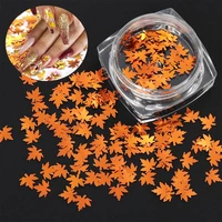new multicolor 3d diy holographic nail sequins maple leaf nails glitter gold fall leaves
