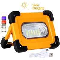 solar outdoor projector cob led 50w rechargeable battery flood light spotlight led magnetic work light with 6000mah power bank