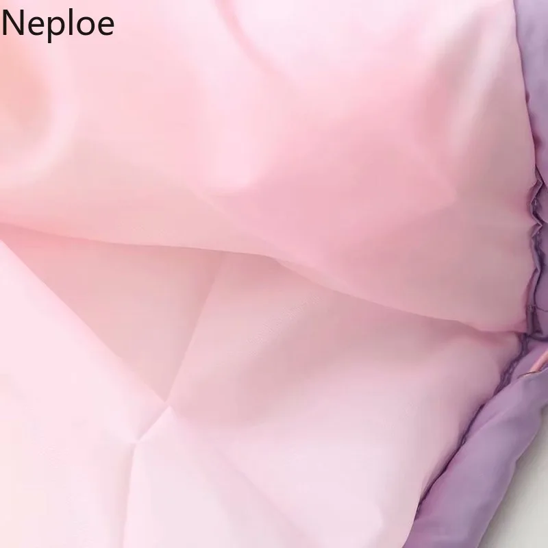 Neploe Kawaii японский Conrast цвет пальто с радужным принтом женские зимние толстые короткие патч Abrigos Mujer Invierno Свободная куртка 46192