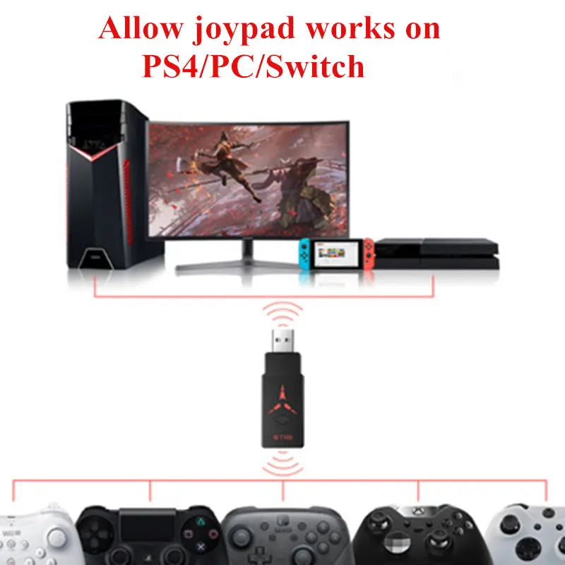 Coov T100 беспроводной Bluetooth usb-адаптер, конвертер для геймпада для Xbox One switch pro to NAND Switch PC PS4 Геймпад Джойстик