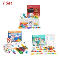 1 set wooden number alphabet letter spelling word puzzle game learning cards matching preschool educational kids toys