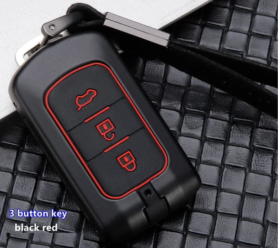 3 button key Автомобильный чехол для ключей из углеродного волокна для Mitsubishi Outlander, Lancer Pajero Sport ASX RVR L200 2/3 смарт-кнопка - Название цвета: 3 button key