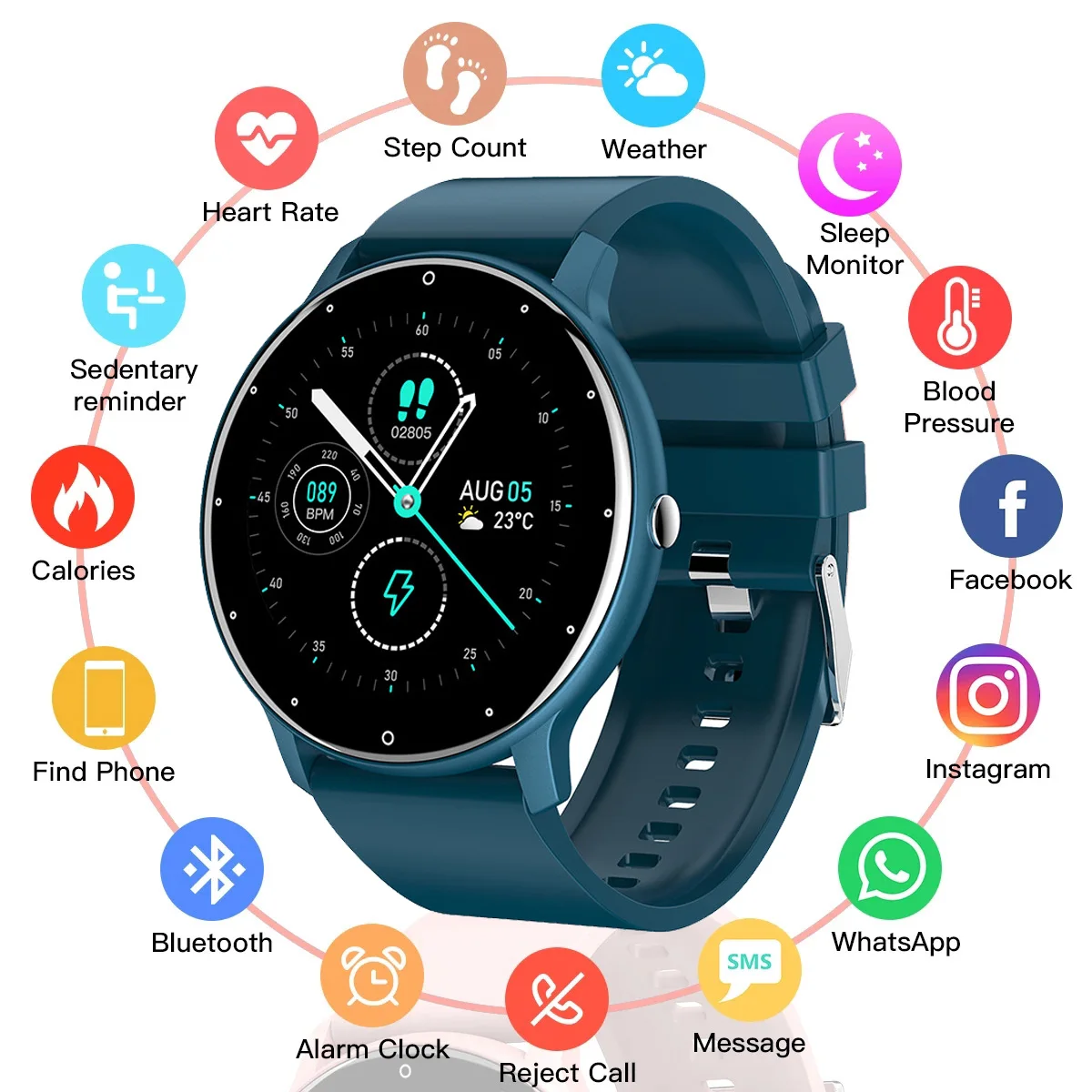 

Smart Watch 1.28 Inch Round Screen IP67 Waterproof Long Standby Watches Heart Rate Monitoring Fitness Tracker For Android IOS