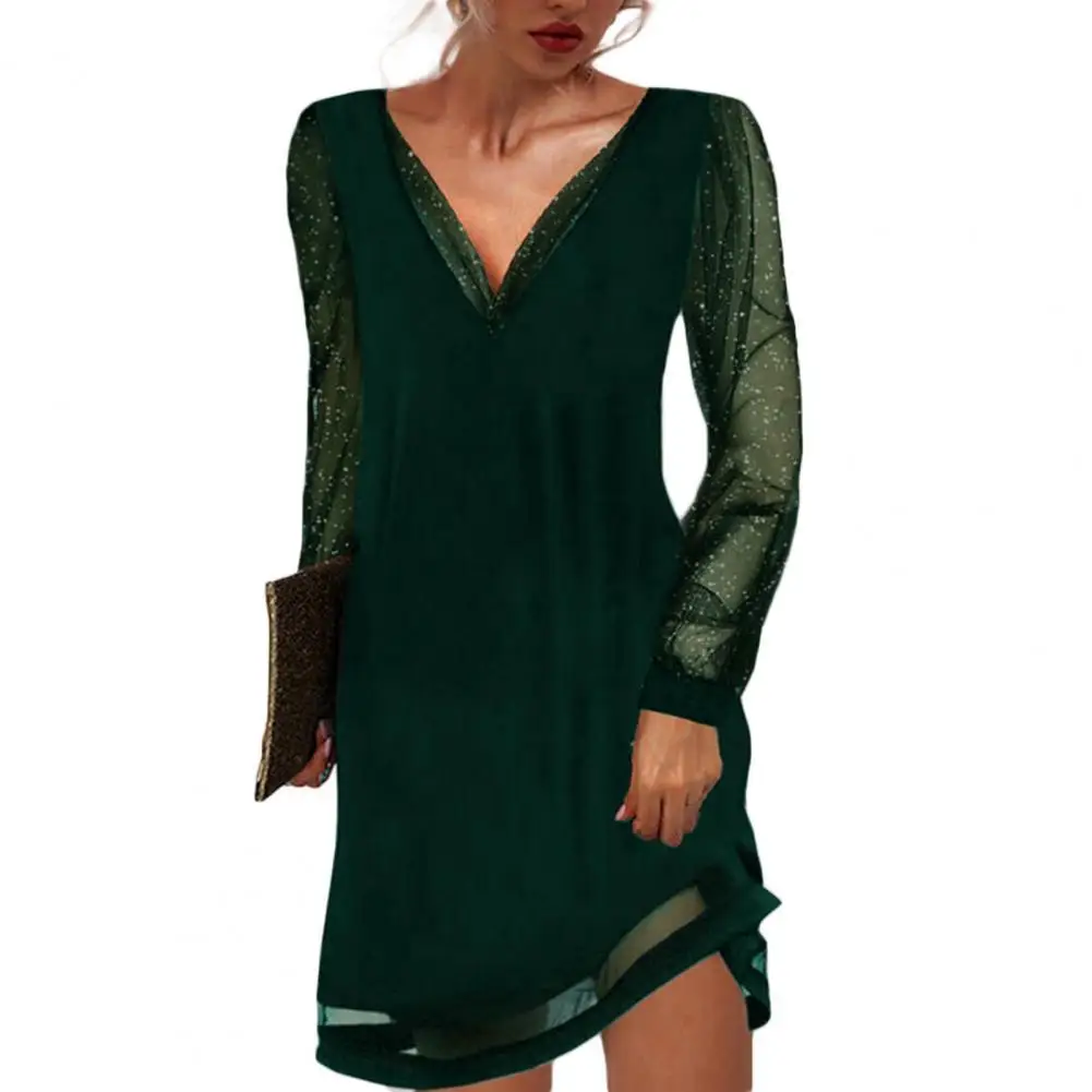 

Elegant Women Dress Lace Hollow Out Spring Autumn Pure Color See Through Party Dress for Wedding Red xxl vestidos