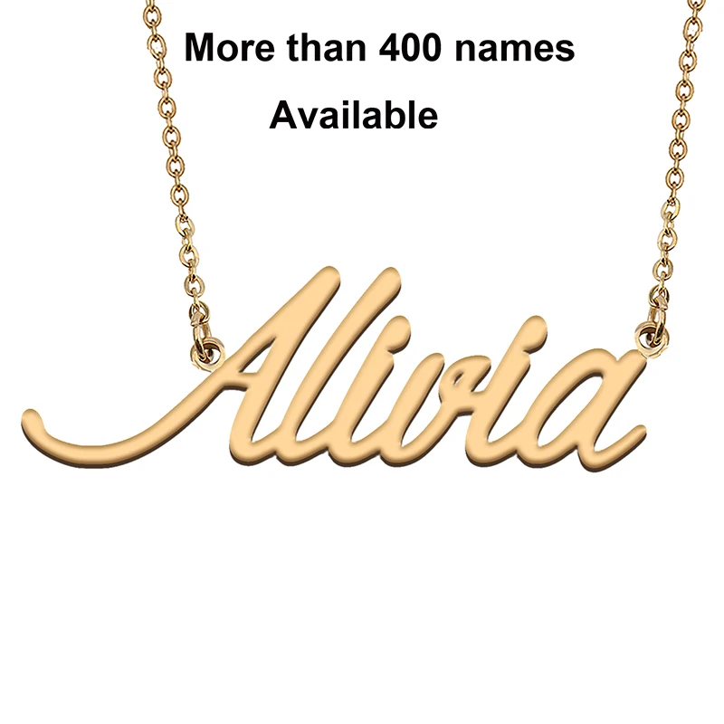 

Cursive Initial Letters Name Necklace for Alivia Birthday Party Christmas New Year Graduation Wedding Valentine Day Gift