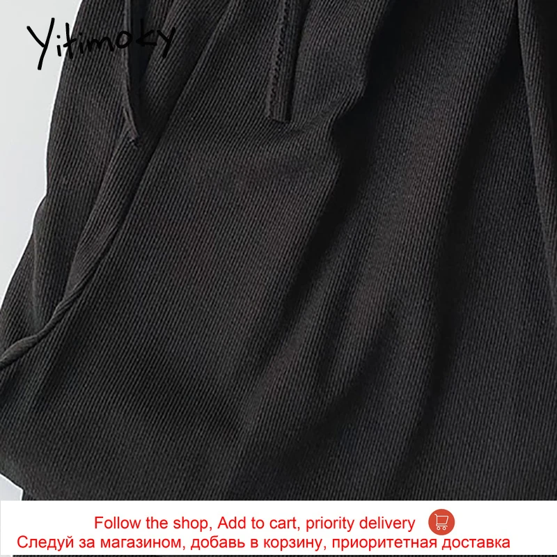 

Yitimoky Drawstring Sweatpants High Waist Elastic Solid Black Wide Leg Pants Loose Fashion Summer 2021 New Casual Women Pants