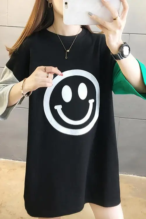 

Summer Cartoon Print Women's T-shirt The New Comfortable Loose Fashion Casual Short Sleeve Round Neck Top Cotton