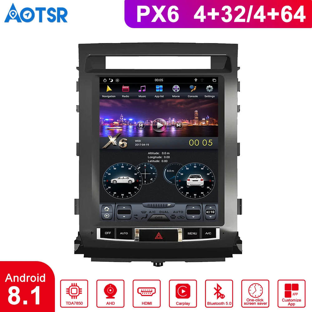 Автомобильный мультимедийный Android ForTesla стиль 12 1 дюймов без DVD-плеера GPS для TOYOTA LAND