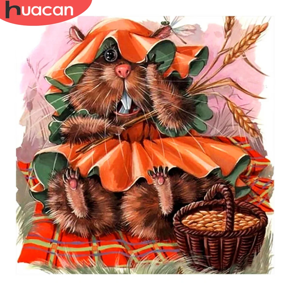 

HUACAN Diamond Painting Rabbit Full Square Drill New Arrival Diamond Embroidery Animal Mosaic Cartoon Halloween Handmade Gift