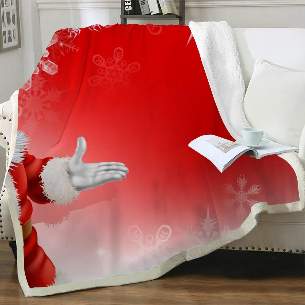 

Одеяло NKNK с Санта Клаусом, рождественское постельное белье, покрывало для кровати, красное тонкое покрывало, одеяло из шерпы, модное прямоуг...