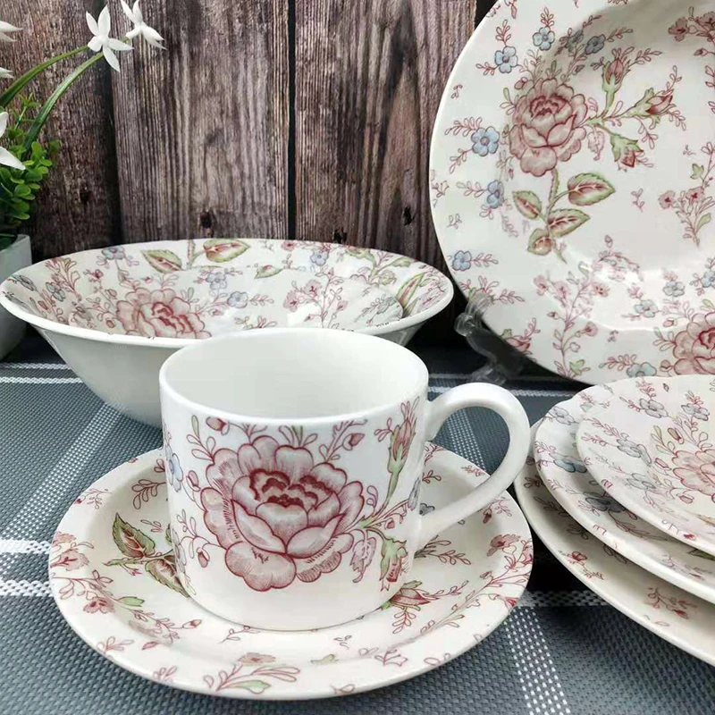 

Ceramic rose Chinese and Western tableware dish dessert steak soup dish salad noodles bowl coffee cup