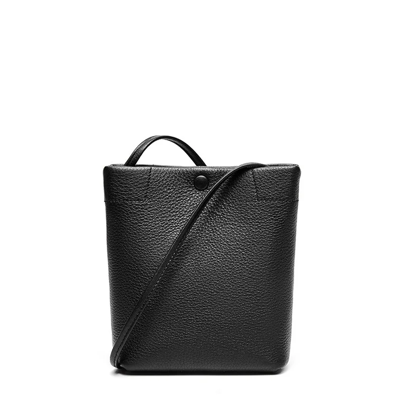 

Genuine Leather Small Bucket Bags Pretty Shoulder Bags for Girls 2019 Women Handbags Fashion Style Messenger Bags