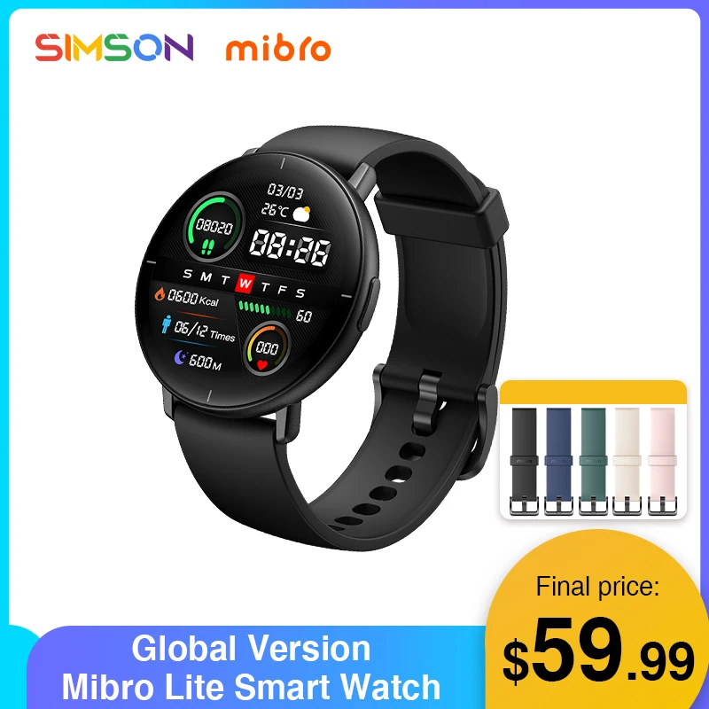 

Смарт-часы Mibro Lite, 1,3 дюйма, Amoled-экран, Поддержка многоязычного ультратонкого корпуса