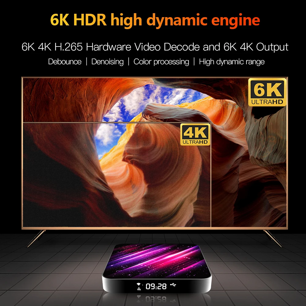 ТВ приставка Android 10 4 + 32/64 ГБ 6K H.265 2 4/5 ГГц Wi Fi Bluetooth|ТВ-приставки и медиаплееры| |
