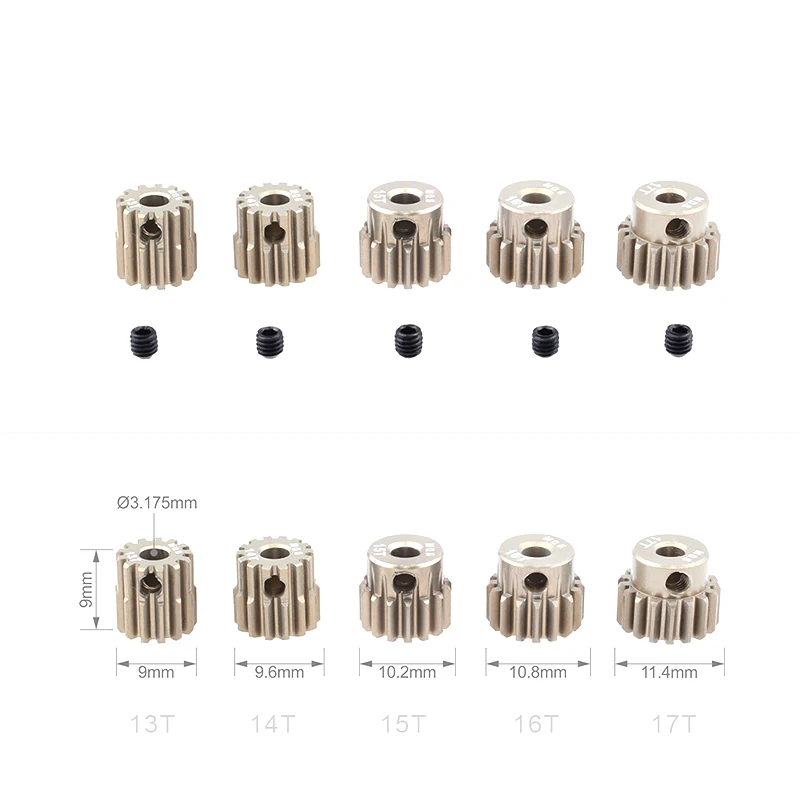 SURPASS-HOBBY M0.6 3.175mm 13T 15T 17T 18T 20T 22T 24T 28T 30T 33T Aluminum alloy metal Pinion Motor Gear For 1/10 Rc Model | Игрушки и