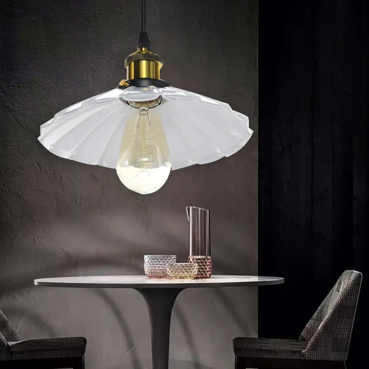 

New E27 Loft Vintage Light 24CM Lamp Shade Pendant Light Industrial Cafe Bar Home Decor Hanging Lighting White/Black