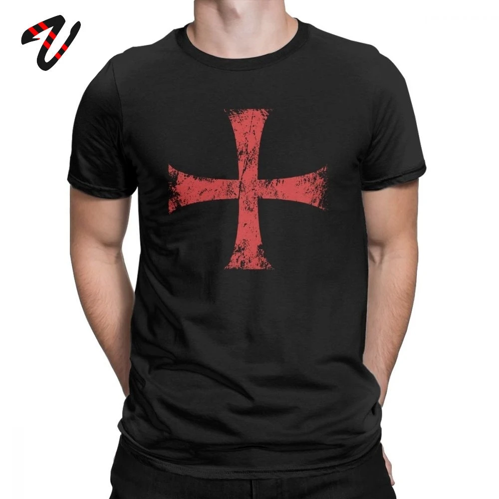 Футболка мужская с надписью Templar Cross тенниска из потертого хлопка премиум класса
