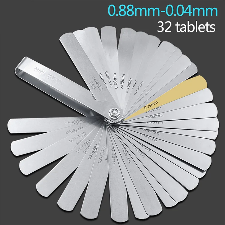 32pcs Range Finder Feeler Gauge Valve Teaching Feeler Gauge 0.04-0.88 mm Gap Size.0015-.035 Copper Sheet