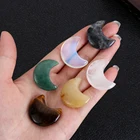 Натуральный хрустальный камень в форме Луны, красочный талисман для медитации, исцеления, здоровья, полированный подарок, для коллекции и домашнего декора, 1 шт.